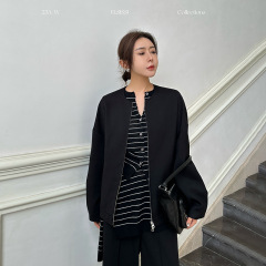 ELSISSI2025秋季高级感圆领显瘦外套女小个子高级感气质女式夹克