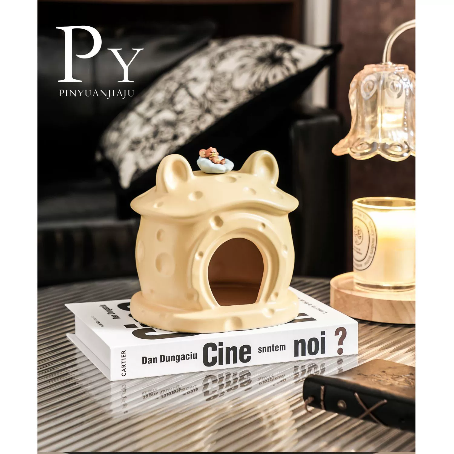 Креативный керамический милый домик для хомяка в виде золотого медведя с крем-сыром, стильное декоративное гнездышко для гостиной, высококачественный аксессуар для хомяка.