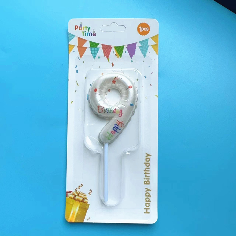 Decoración de pastel de horneado globos blancos velas digitales de color rosado gradiente inswind pastel de cumpleaños vela insert