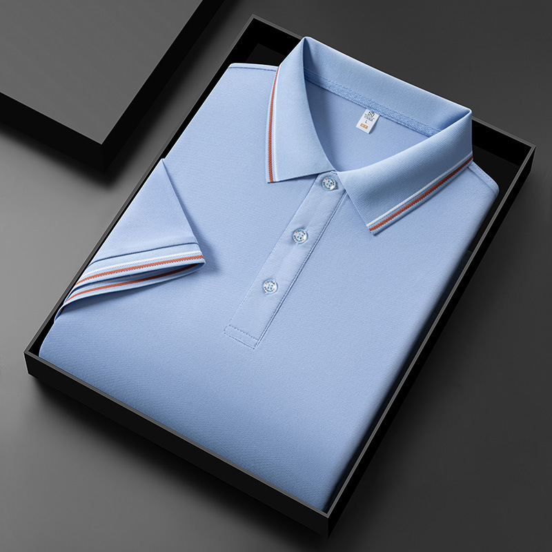 Camiseta polo de manga corta con solapa de seda fría para hostelería y supermercados, uniforme de fábrica personalizado, camiseta de trabajo con texto y logotipo impresos.