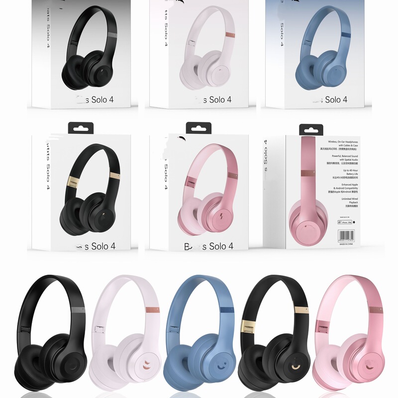 Cross-Border New Model Solo4 Over-Ear Bluetooth Headphones Wireless Headphones with Pop-Up Window and Storage Bag Foldable Headphones
