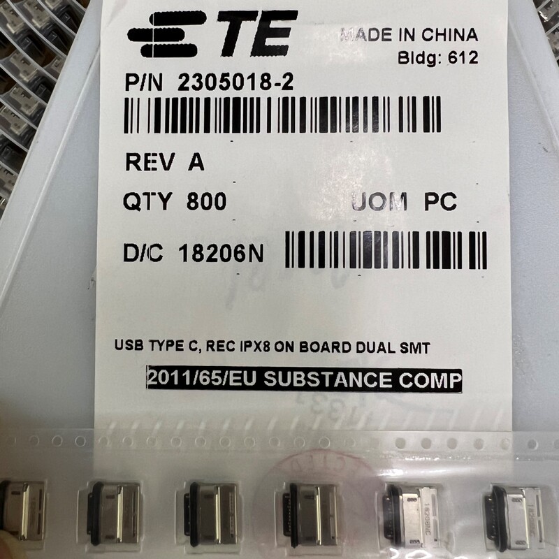 2305018 -2 TE/taike USB 3.1 2nd Generation, Superspeed+ TYPE-C Waterproof Tail Plug