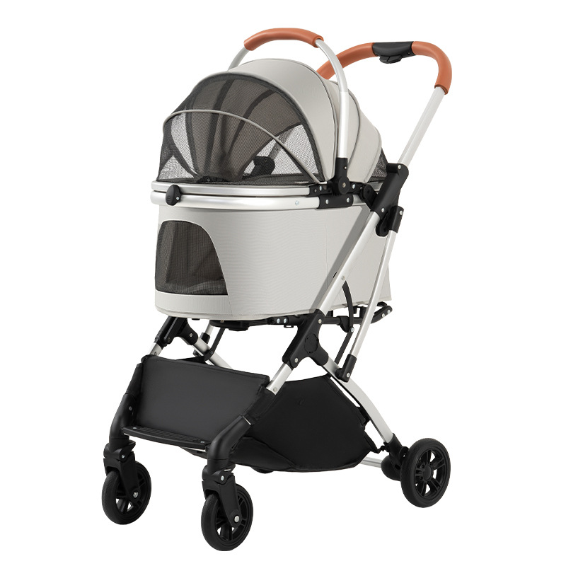 Carrito Plegable para Mascotas de Metal, Desmontable y Ligero para Paseo