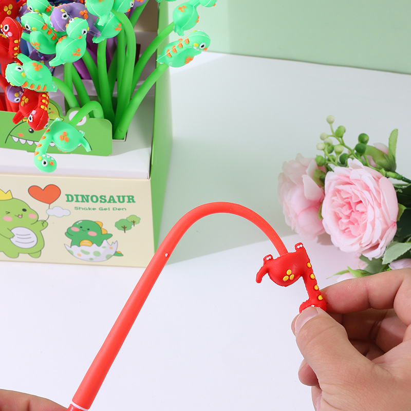 Dibujos animados pequeño dinosaurio mecedora pluma de gel forma Linda pluma de agua pluma de regalo de estudiante pluma de firma negra papelería