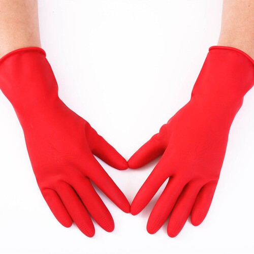 Yongfang Xiaoai Rubber Household Waterproof Gloves for Women, Cleaning Laundry Hand Protection Durable Dishwashing Red Leather Gloves