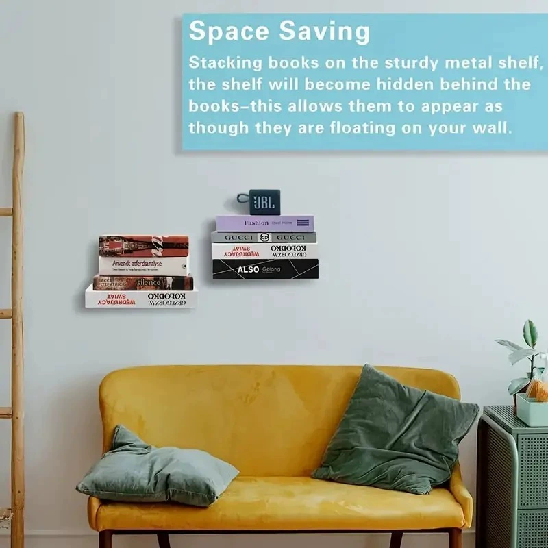 Невидимая книжная полка для хранения, скрытая настенная полка для хранения, железная настенная невидимая опорная полка, настенная подвесная полка