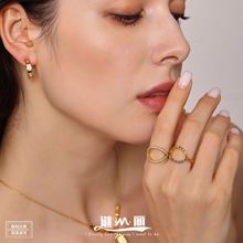 谜丽 镂空彩钻超闪CNC镶锆石戒指侧开口可调节不锈钢保色女食指戒