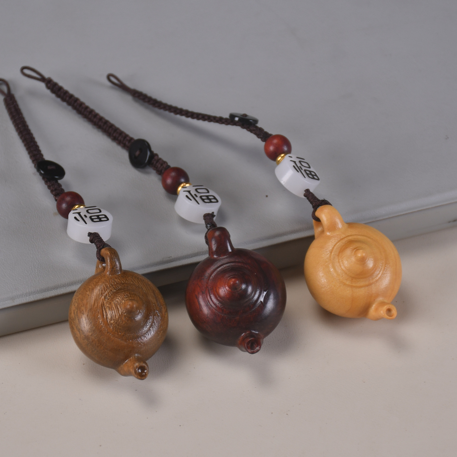 Rosewood Handle Teapot Car Keychain Pendant Handle Teapot Teapot Handle Mobile Phone Chain Pendant Accessories