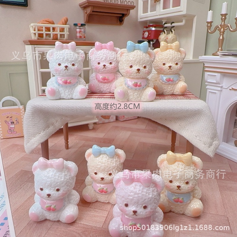 【独】蝴蝶结莉娜熊立体公仔树脂配件挂件DIY材料场景奶油胶饰品|undefined