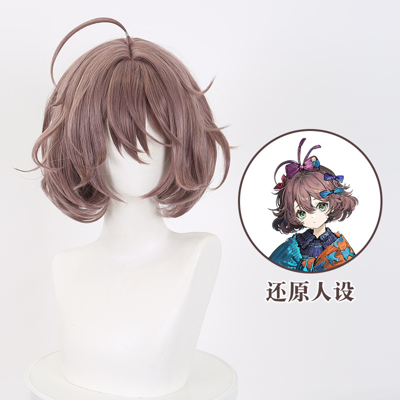 Ling Qi Returns to Future 1999 Paper Letter Circle cos Wig Buckle Wave Head Dark Crimson Short Hair Ling Qi Returns to Future 1999 Paper Letter Circle cos Wig Buckle Wave Head Dark Crimson Short Hair