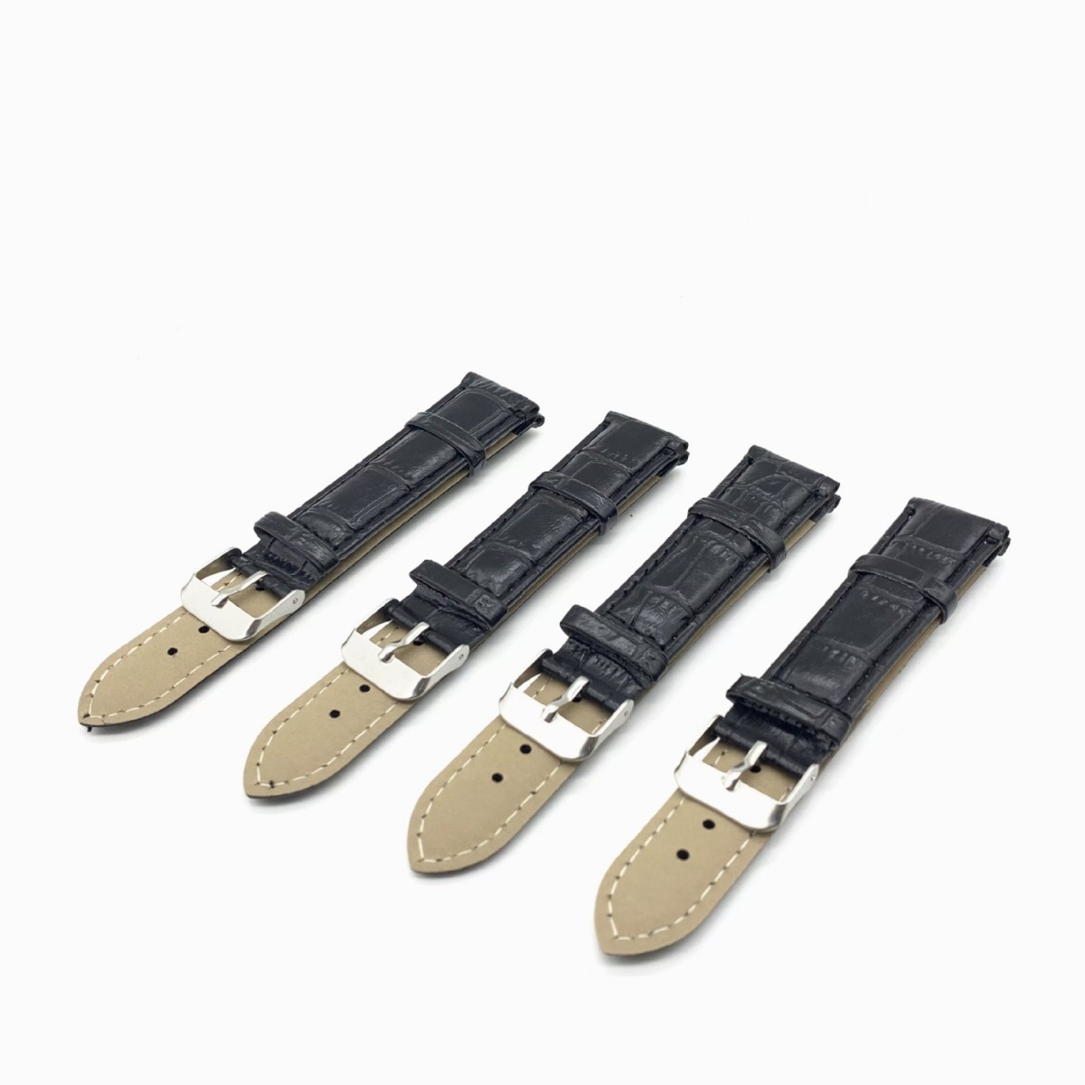 表带pu皮革表带竹节纹钢针扣手表带20mm商务耐用潮流实心