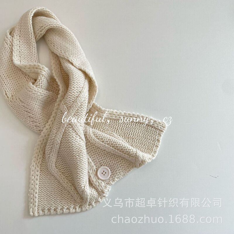新款设计师同款纽扣麻花针织围巾小众针织毛线围脖|undefined
