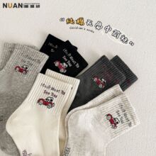 女童袜子秋冬新款无骨棉袜儿童中筒袜韩版花边中大童女孩小狗