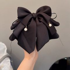 韩国东大门黑色蝴蝶结马尾抓夹女后脑勺盘发丸子头抓夹高级感发饰
