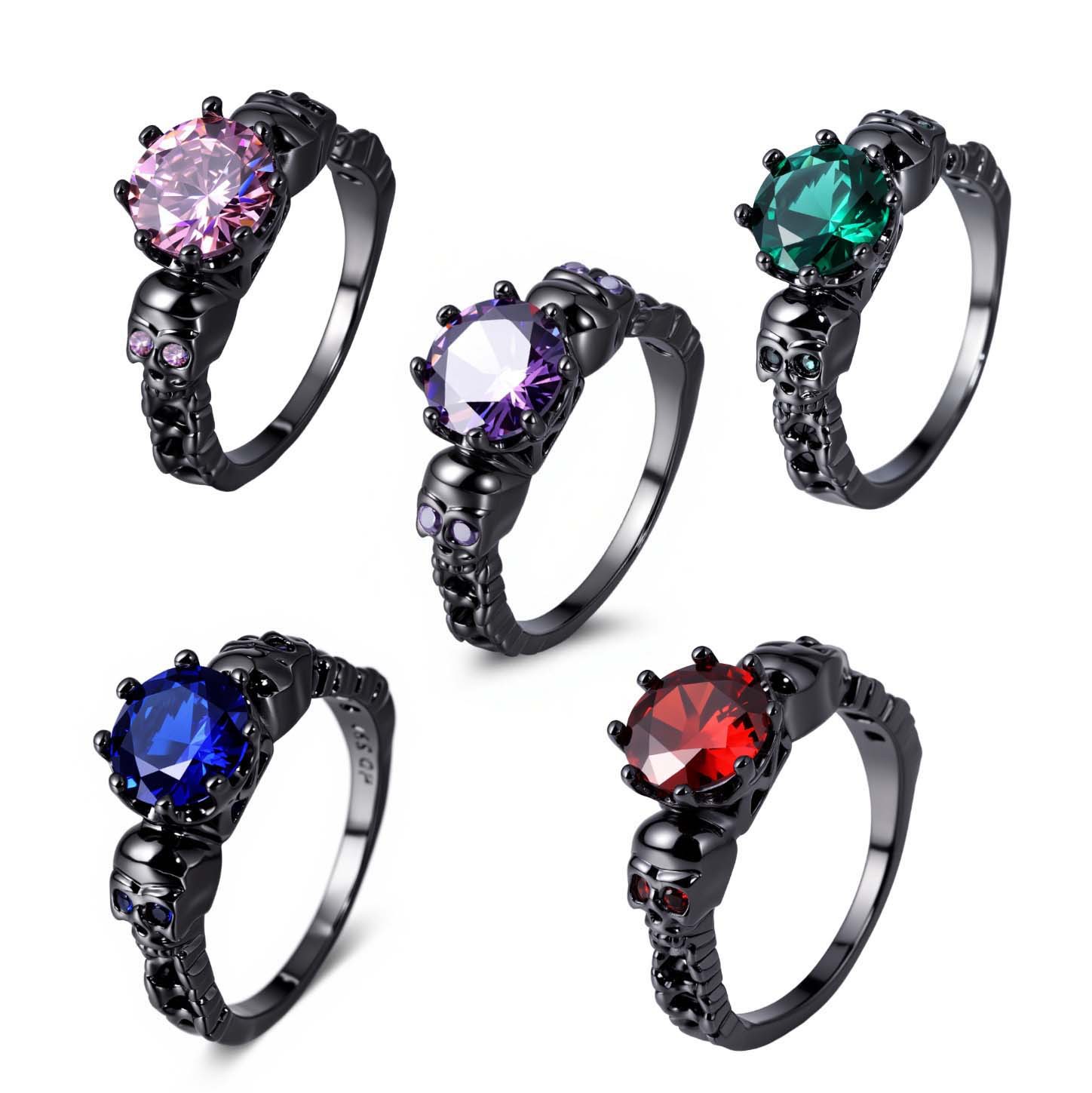 Cross-Border Popular Skull Ring for Women, European and American Retro Zircon Bracelets, Fashionable Personalized Punk Jewelry Wholesale