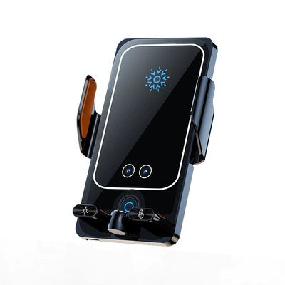 Transparent Car Phone Holder with Car phone holder - black-glass-wireless-charging-100w-mobile-magnetic-suction-f18-square