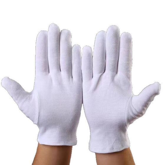 White etiquette gloves combed cotton Wenwen play gloves three-rib cotton gloves dispensing beads spandex white work gloves