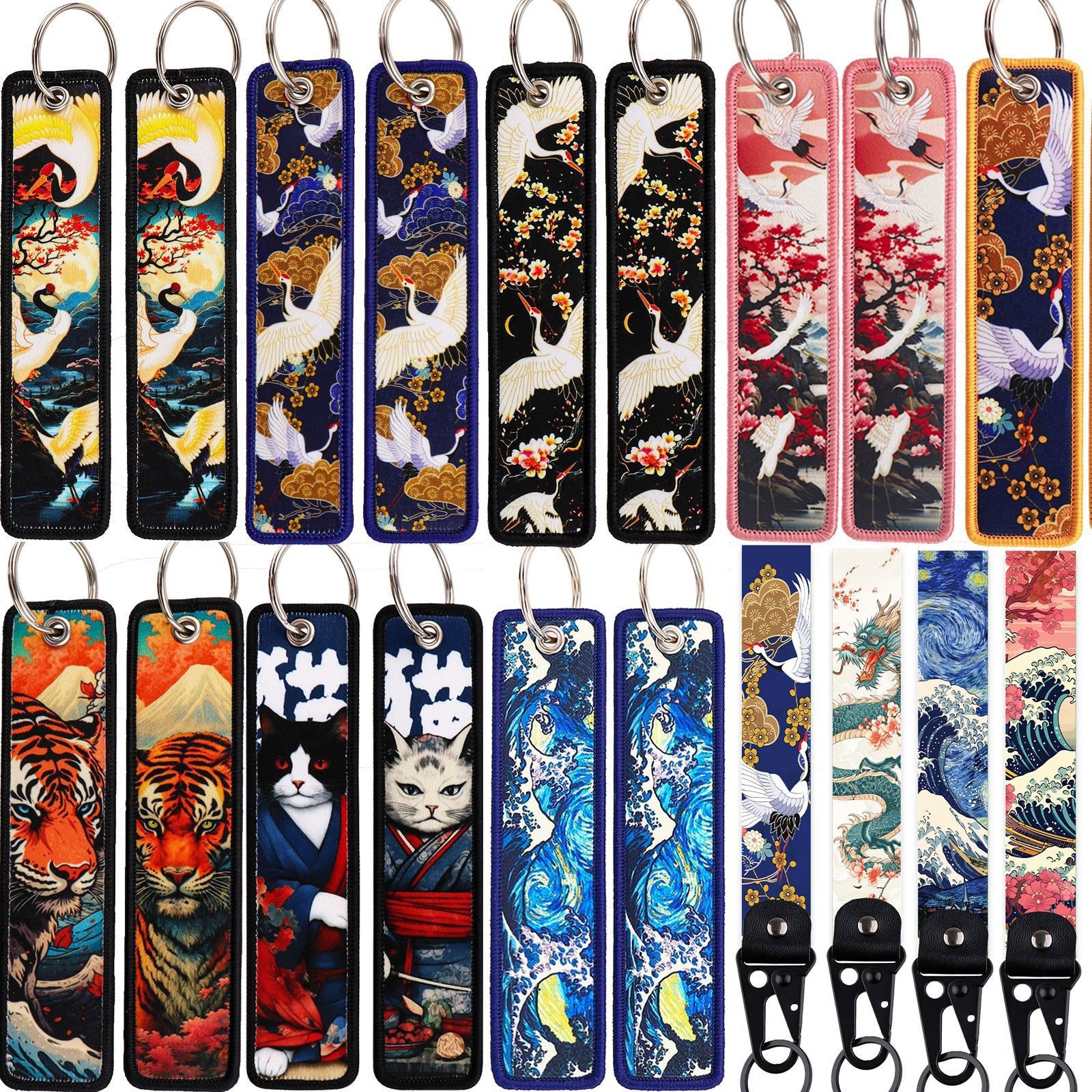 日本式の波の荷印の鍵は錦鯉の掛け物の国風の仙鶴の学生の証明書を掛けて布芸のキーホルダーの部品を飾ります。