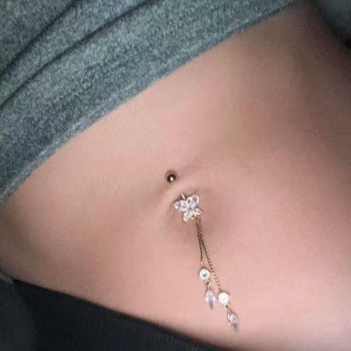 Piercing nombril papillon cœur en zircon bijou de corps_voghion.com