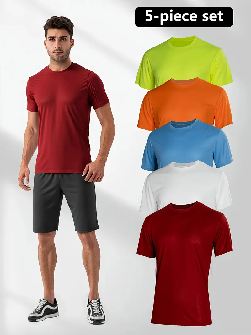 men's solid color sports T-shirt