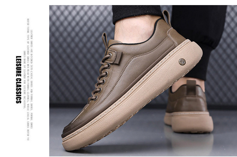 Giày da nam sneaker cổ thấp phong cách retro, đế cao su, dây buộc, phù hợp đi chơi và lái xe — GX1617 màu nâu, GX1617 màu đen chi tiết 15