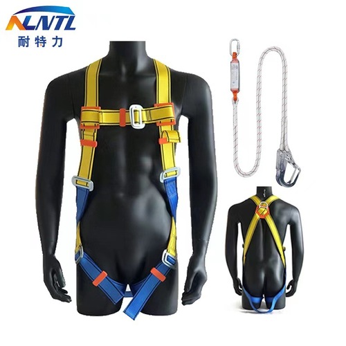 Niteauer Full-Body Safety Harness Set for High-Altitude Work, Anti-Fall Safety Jacket with Dual Big Hooks Safety Belt