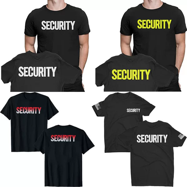Cross-Border European Size Cottontmen's Front and Back Printed Security T-Shirt