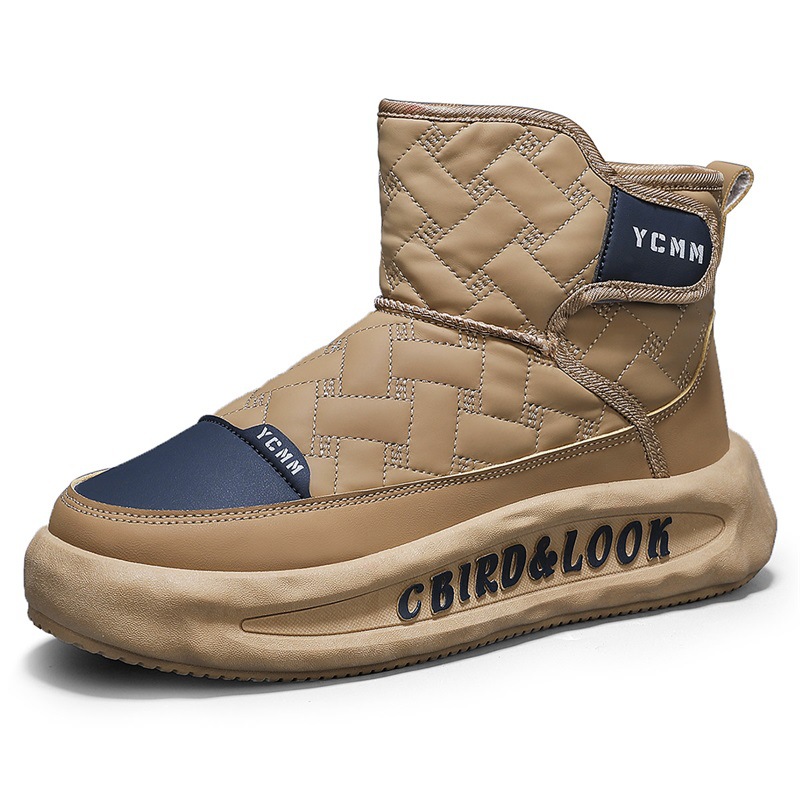 Botas de nieve, zapatos de invierno para hombres, nuevas botas de algodón para hombres con terciopelo grueso a prueba de viento, calentamiento exterior, zapatos casuales de suela alta