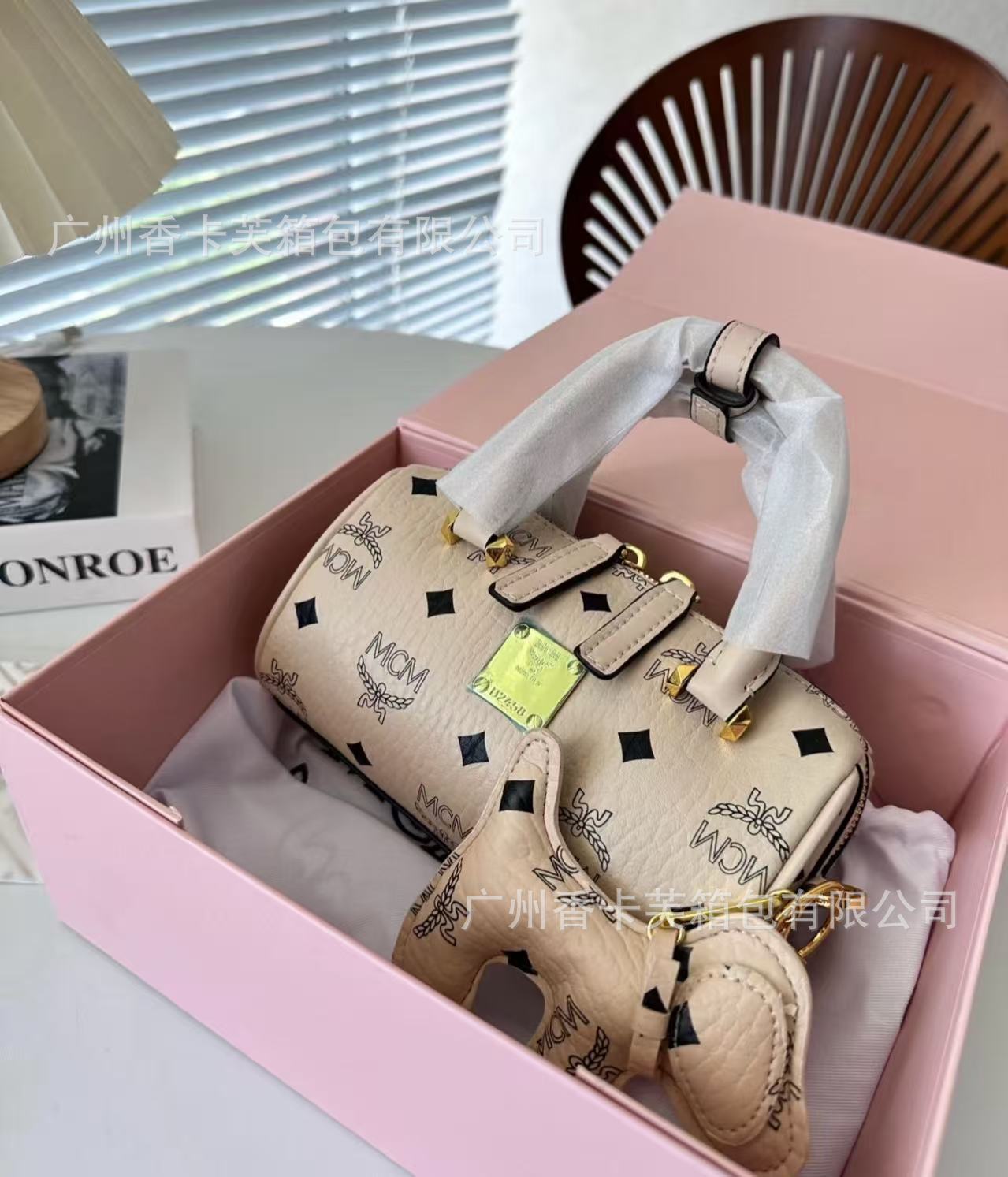 New MC Classic Print Mini Boston Pillow Bag - Fashionable Versatile Handbag, Shoulder Bag, Crossbody Commuter Bag - Thumbnail 7