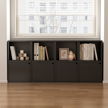 黑色飘窗柜靠墙边柜矮柜储物柜自由组合柜方格子柜客厅置物柜书柜