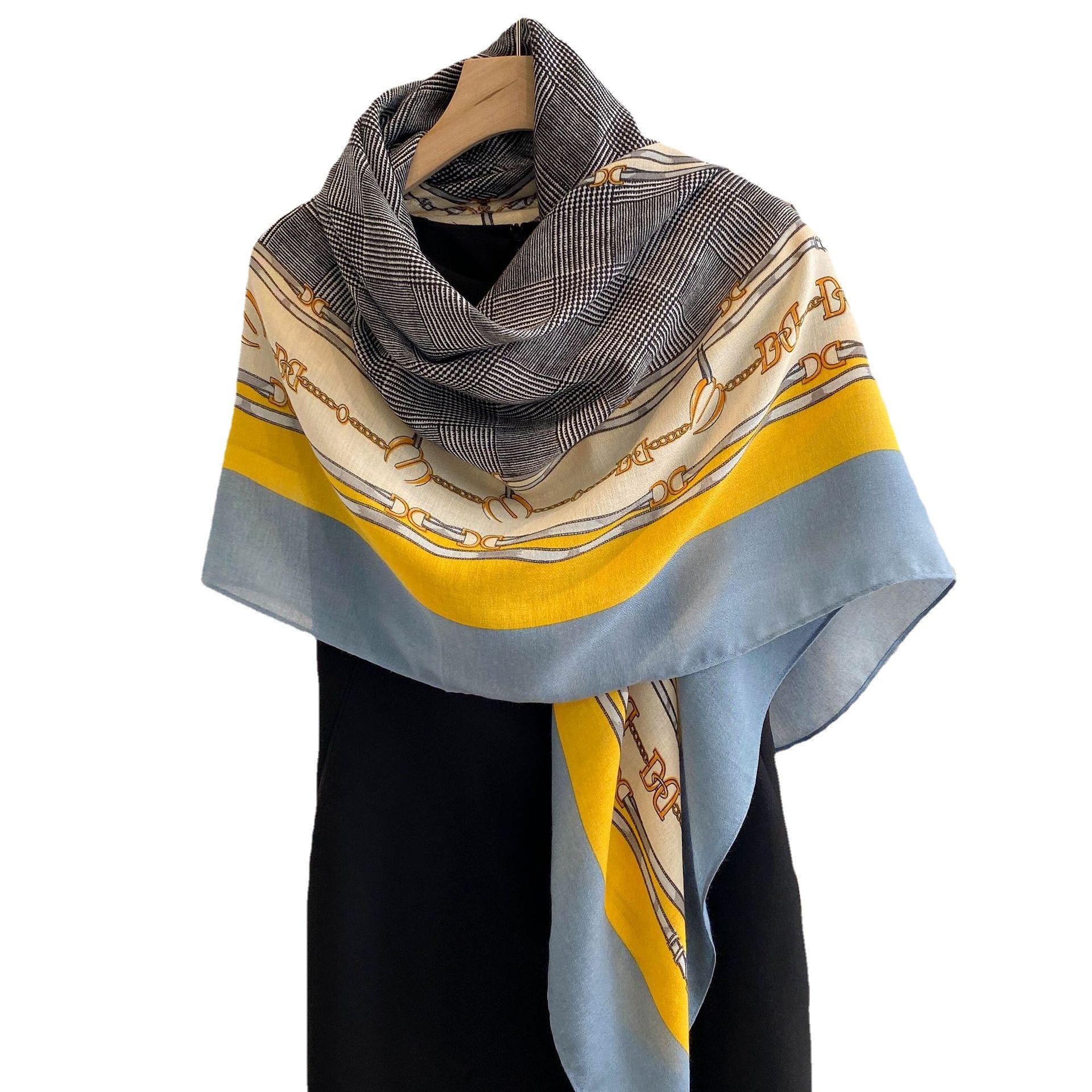 Estilo coreano luz suave Plaid impresión 135*135cm algodón y lino sensación bufanda grande cuadrado viajes protector solar chal