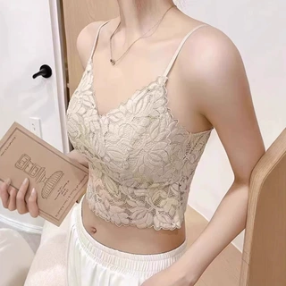 云羽织花镂空蕾丝美背吊带背心 V领内搭外穿性感显瘦细肩带内衣女