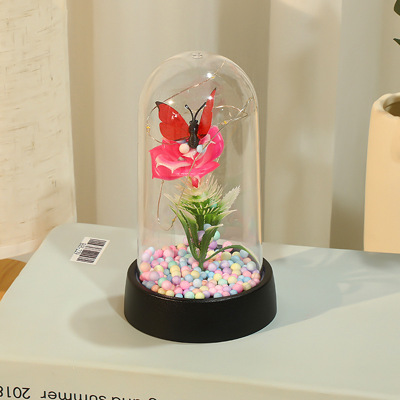 ロマンチックなバレンタインデー520告白プレゼント誕生日プレゼントシミュレーション花led発光蝶金箔花飾り|undefined