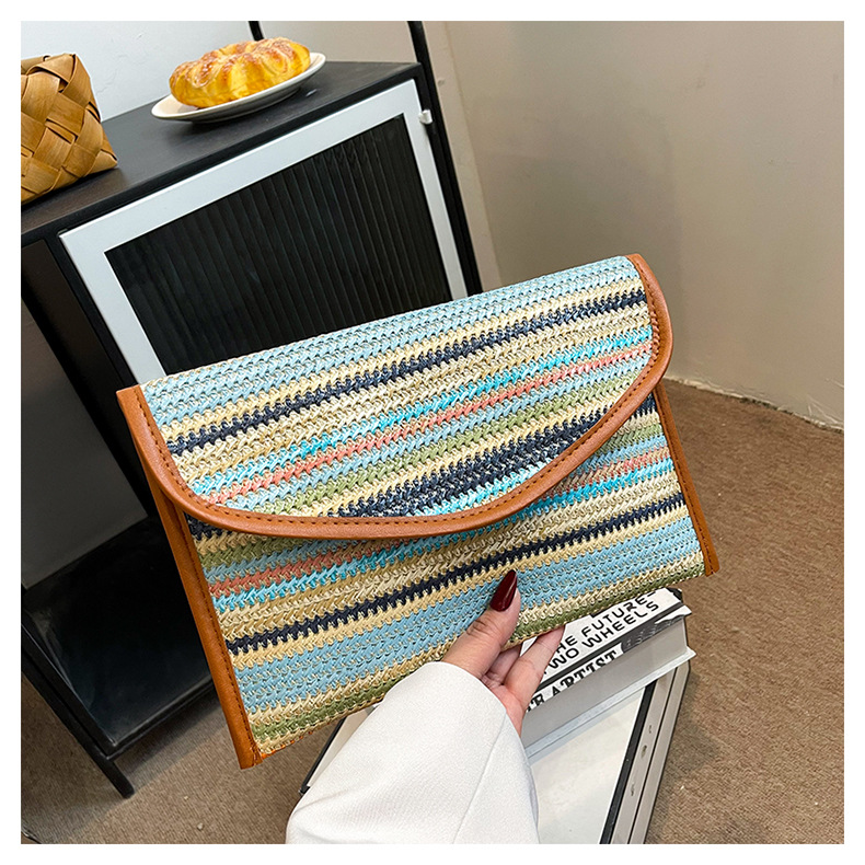 186g Weight Sewing Thread Fashion Element Flip Cover Closure Type / Strap Type Clutch Bag Bags Type Party, Street, Shopping Occasion Nylon Material Multicolor Pattern All Seasons Season Women's Gender Elegant, Streetwear Style Square Shape Medium Size Beige Pink Blue Nylon Multicolor Sewing Thread Square Clutches 13