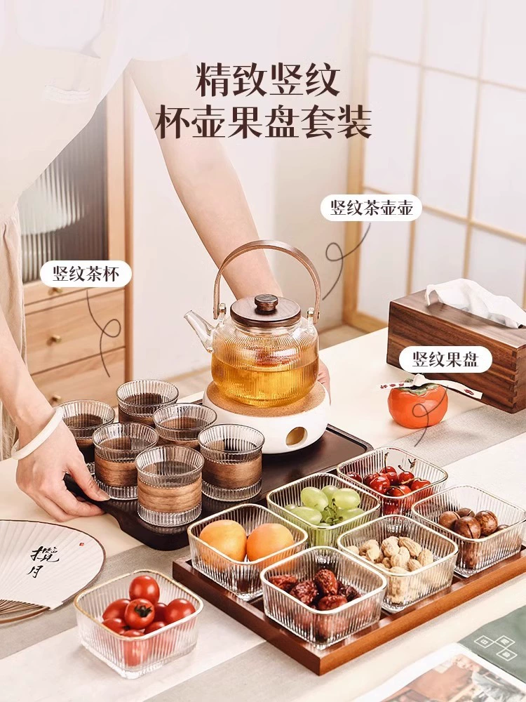 Glass afternoon tea, tea set, flavored tea, teapot, candle, tea cup, fruit tea, new collection