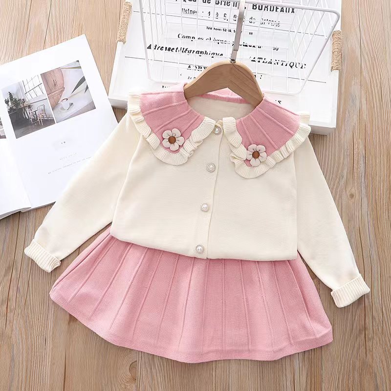 Γυναικείο Πλεκτό Φόρεμα Treasure Νέο Χρώμα 2022, Χαριτωμένο Κοριτσίστικο Πλεκτό Φόρεμα Δύο Τεμαχίων, Φούστα_voghion.com