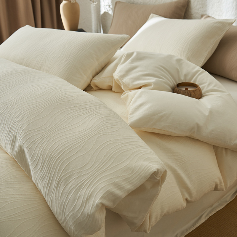 Classe A algodón 100% algodón cuatro piezas Jacquard tres capas de gaza cubierta sábanas de algodón lavado con agua cama cama cama de cama