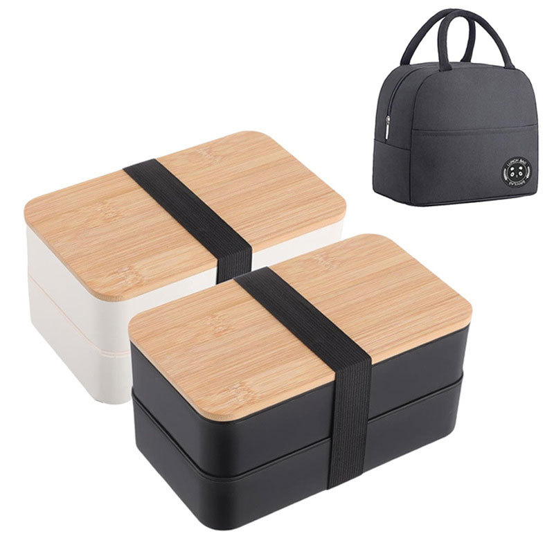 Fiambrera transfronteriza de doble capa, gran capacidad, horno microondas, lonchera, lonchera de supermercado, lonchera portátil para estudiantes de oficina