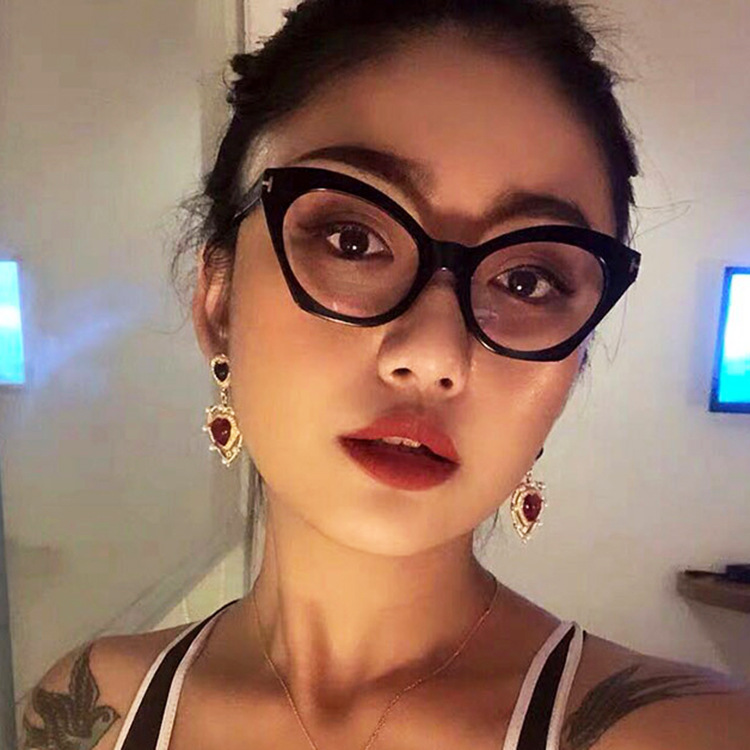 Cat-Eye T-Shaped Retro Glasses Frame 2021 New Trendy Influencer Style Glasses Frame Plain Mirror Without Makeup Ins College