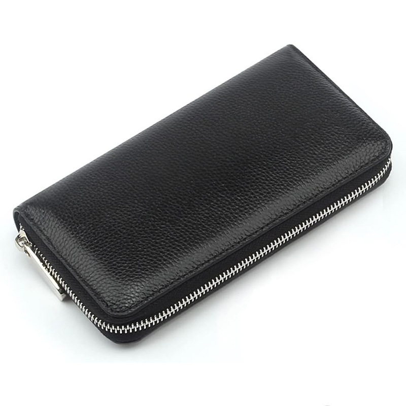Cross-border Japanese Genuine Leather Women's Long Wallet Men's Cowhide Long Clutch Bag Multi-card Card Bag Zipper Wallet