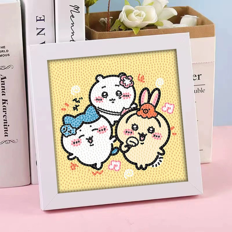 Кристальная вышивка DIY (Kuromi & KT Cat) 17×17 см фоторамка, набор наклеек в стиле мультфильма с полным заполнением