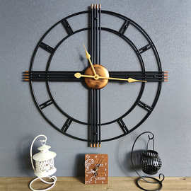 厂家批发亚马逊热卖现代简约挂钟客厅北欧风格时钟铁艺术静音钟表