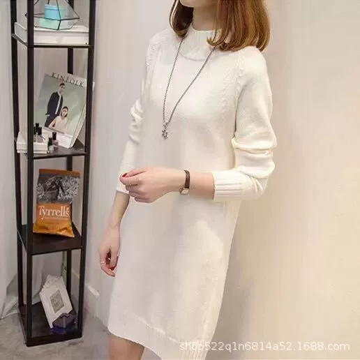 Темперамент пригородного ветра сплошной цвет полувысокого воротника с длинными рукавами рубашка с нижним рукавом свитер средней и длинной одежды осенью и зимой