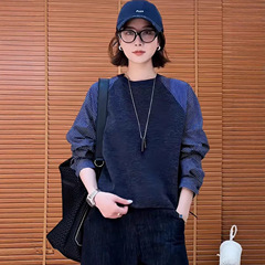 假两件拼接衬衫条纹卫衣女2025秋季新款时尚减龄显瘦打底衫上衣潮