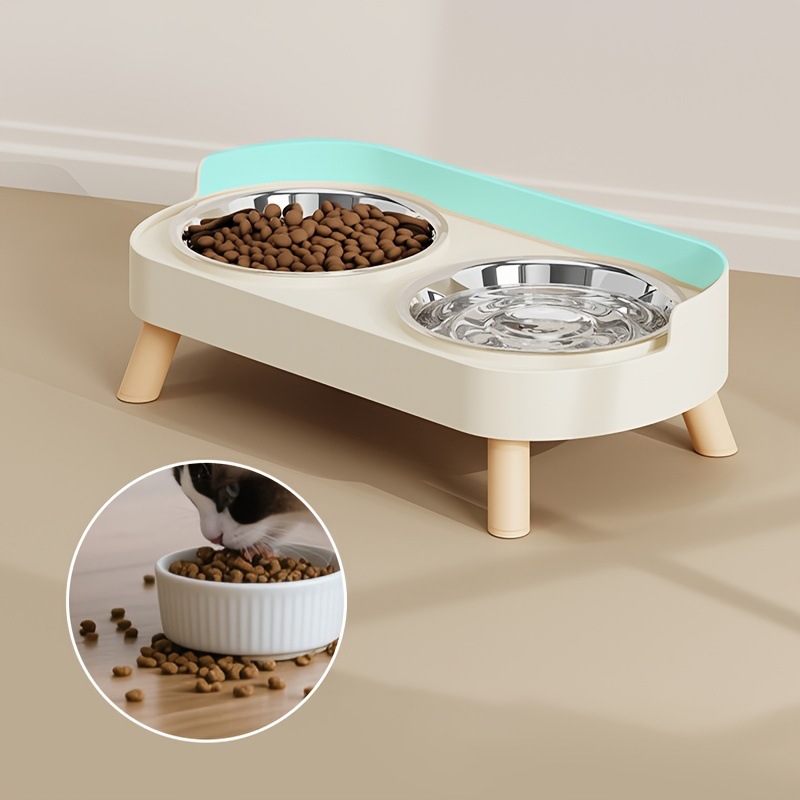 Aliexpress otoño comercio exterior bols alimentadores bols de plástico gatos con valla doble compartimiento