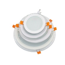 嵌入式LED玻璃面板灯筒灯天花灯6W 12W 18W 24W 圆形方形单色三色