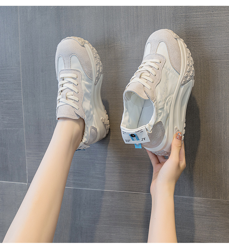 Giày sneaker chunky đế dày nữ mũi tròn tăng chiều cao mùa hè 2025 — M2376 màu vàng, M2376 màu be, M2376 màu xanh lam, M2376 màu hồng chi tiết 10