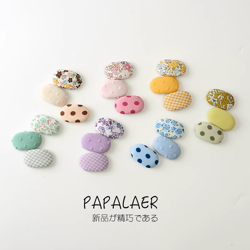 Korean Style Children's Hair Accessories Small Oval BB Clip Cute Fresh Floral Polka Dot Solid Color Baby Hairpin Bangs Side Clip
