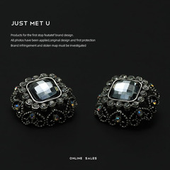 YOKO 方形大寶石鑽金屬紐扣時尚潮流雙面尼大衣西裝外套裝飾扣子