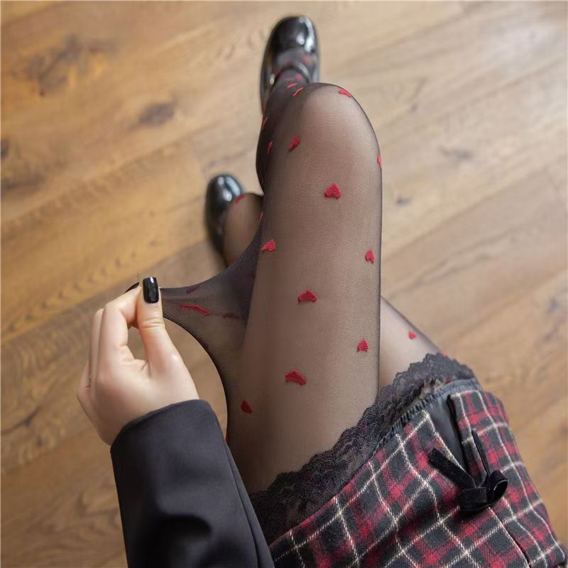 Pure Desire Red Small Love Silk Stockings Sexy Spice Girls Black Silk Women's Wave Dot Black Base Stockings Thin High-Penetration Pantyhose Pure Desire Red Small Love Silk Stockings Sexy Spice Girls Black Silk Women's Wave Dot Black Base Stockings Thin High-Penetration Pantyhose